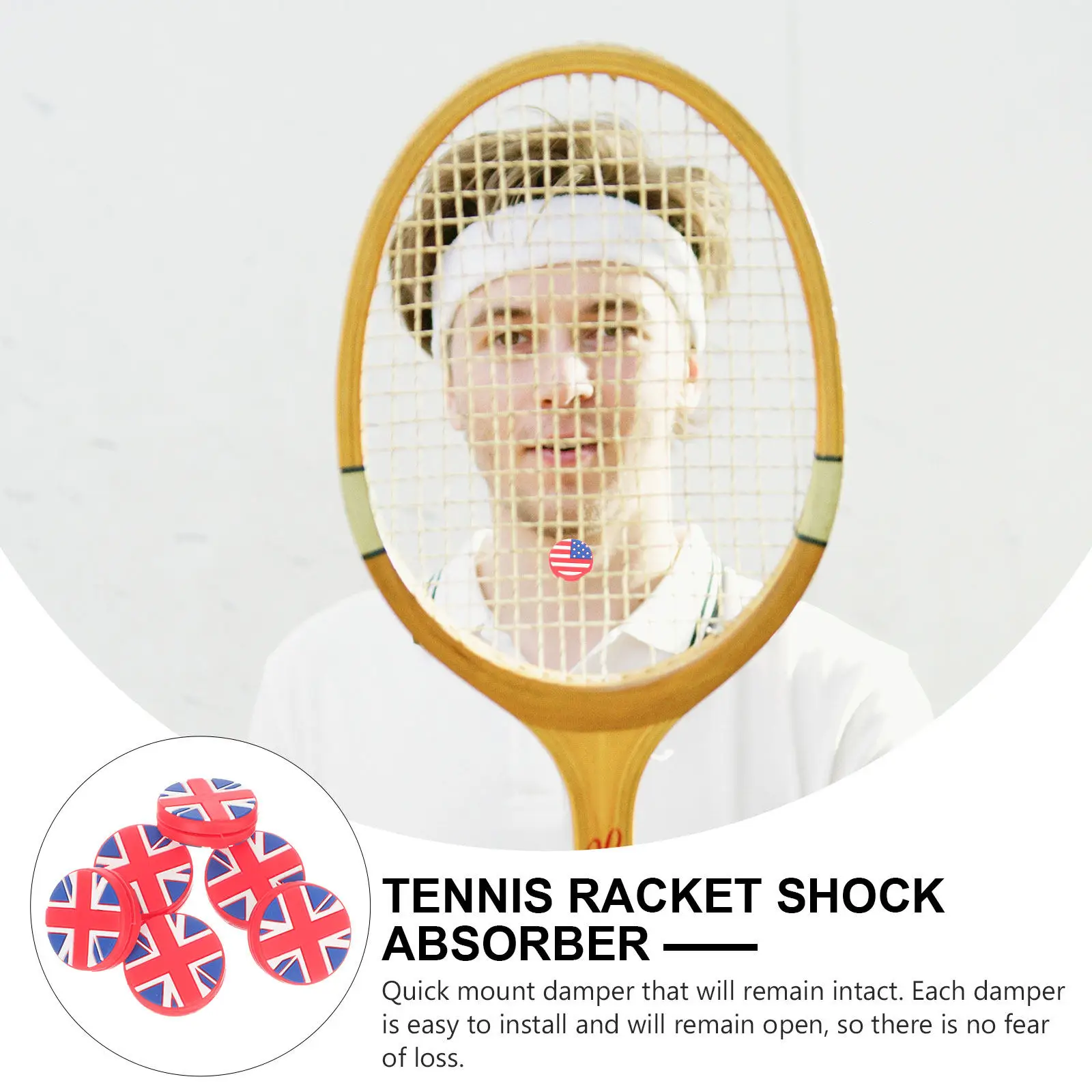 

6Pcs National Flag Tennis Racket Dampeners Silicone Shock Absorbers Vibration Dampener Racket Sports Accessory