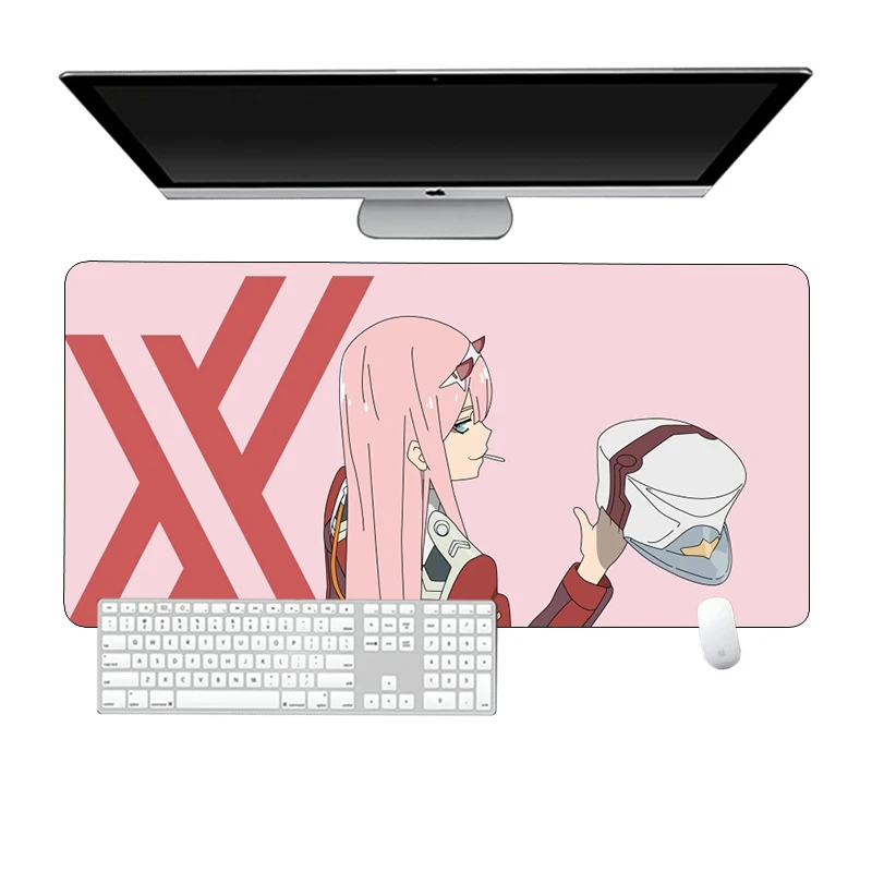 Anime Zero Two Darling in The Franxx Mouse Pad Office Desktop Non-slip Keyboard Desk Pad Computer Game 40x90 Mouse Pad XXL Rug