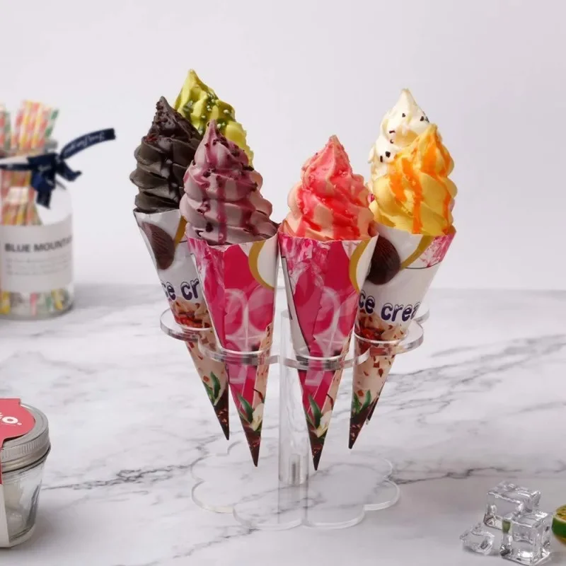8 Holes Acrylic Transparent Ice Cream Stand Cake Cone Stand Holder Wedding Buffet Food Display Rack Baking Kitchen Tools