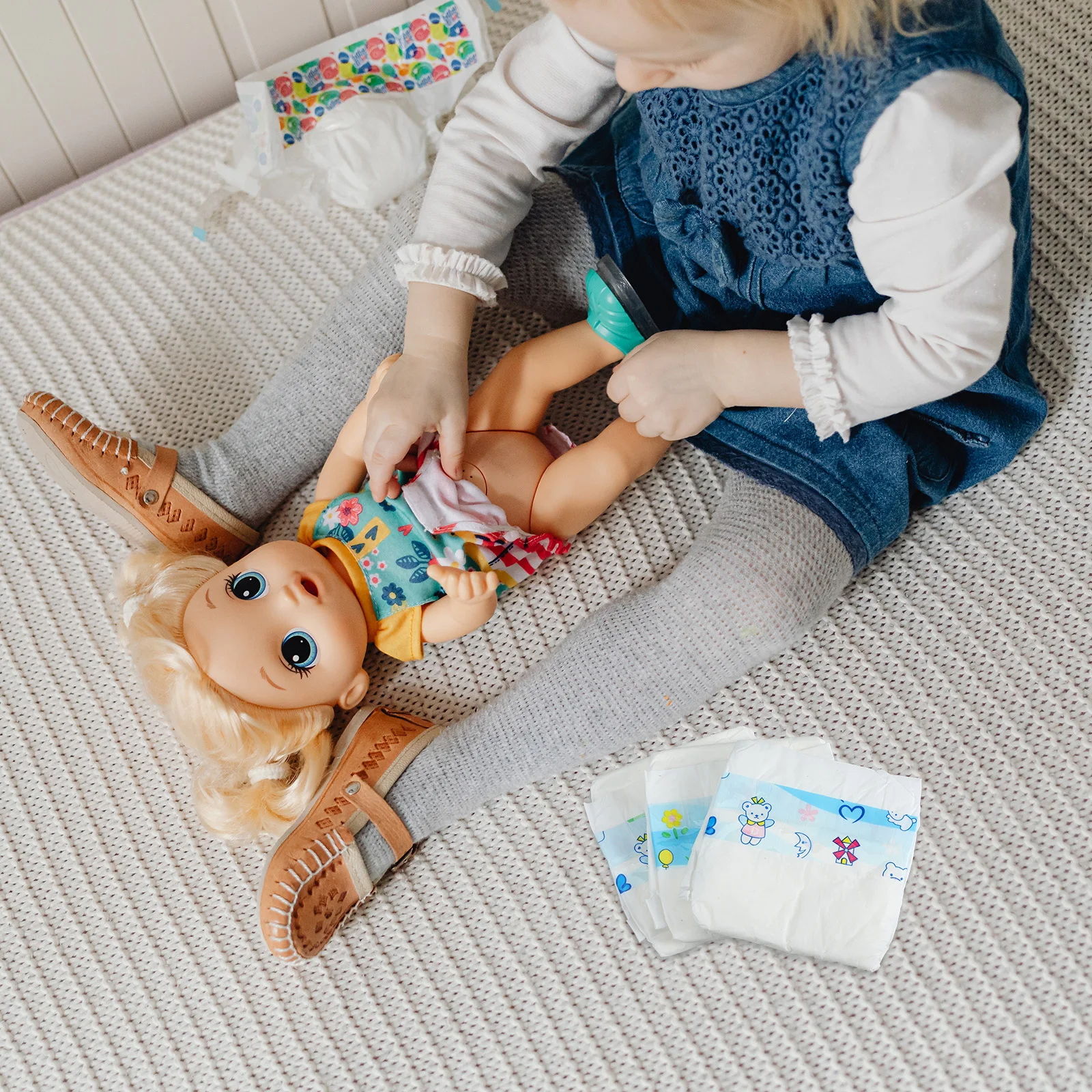 

3 Pcs Diapers Toys Accessories 18 Inch Safe Lightweight Pretend Play Nappies Kids Plastic Decorative Dress Up
