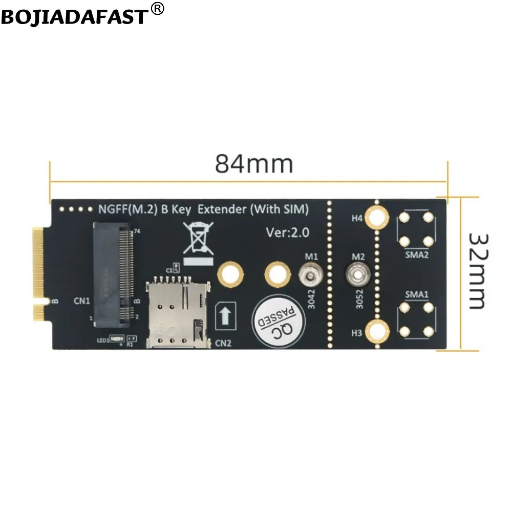 M.2 NGFF Key-B to M2 B-Key Interface Wireless Adapter Card With 1 NANO SIM Slot For 5G 4G 3G LTE WWAN GSM Modem Module