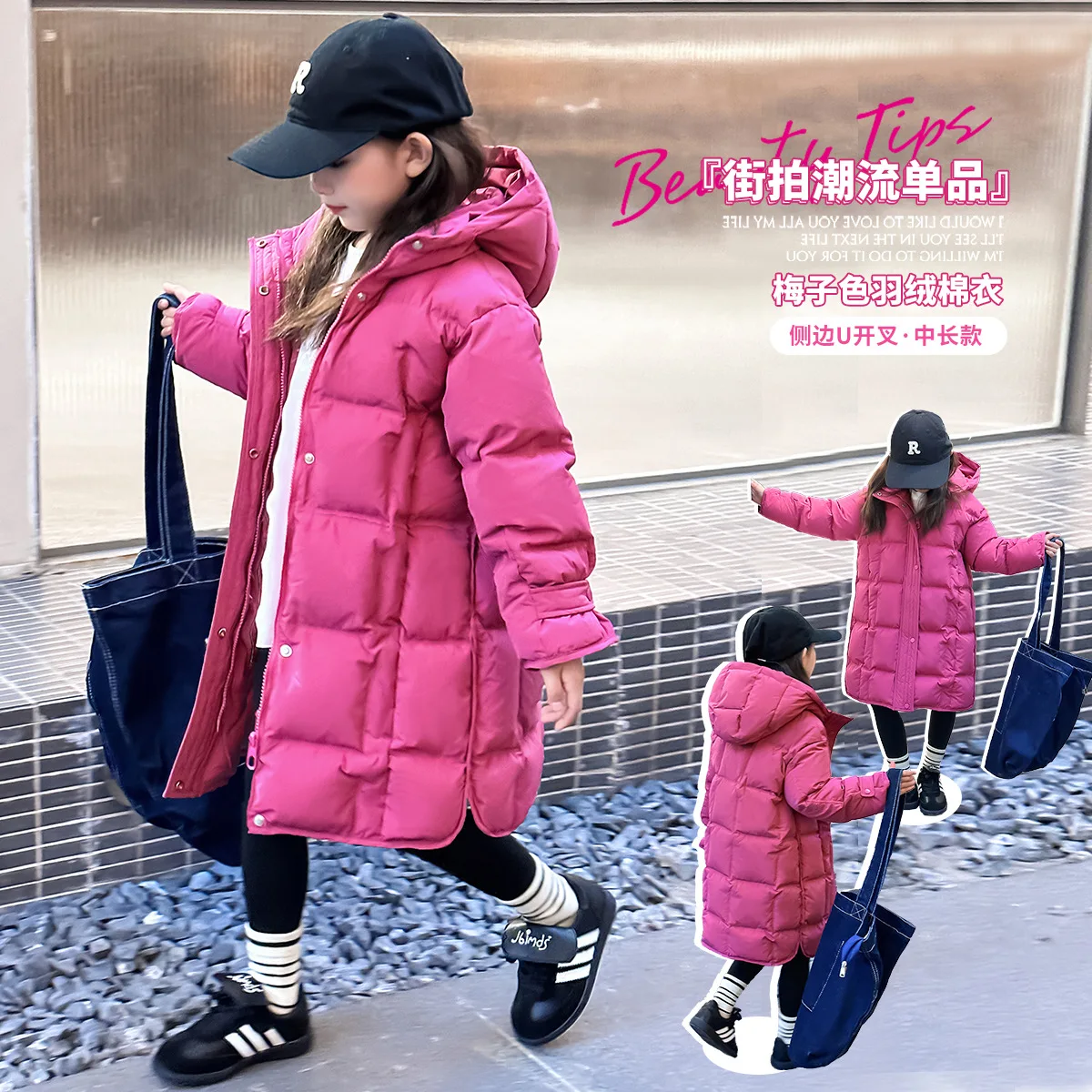 Baby girls padded padded jacket long medium sized padded padded jacket for children