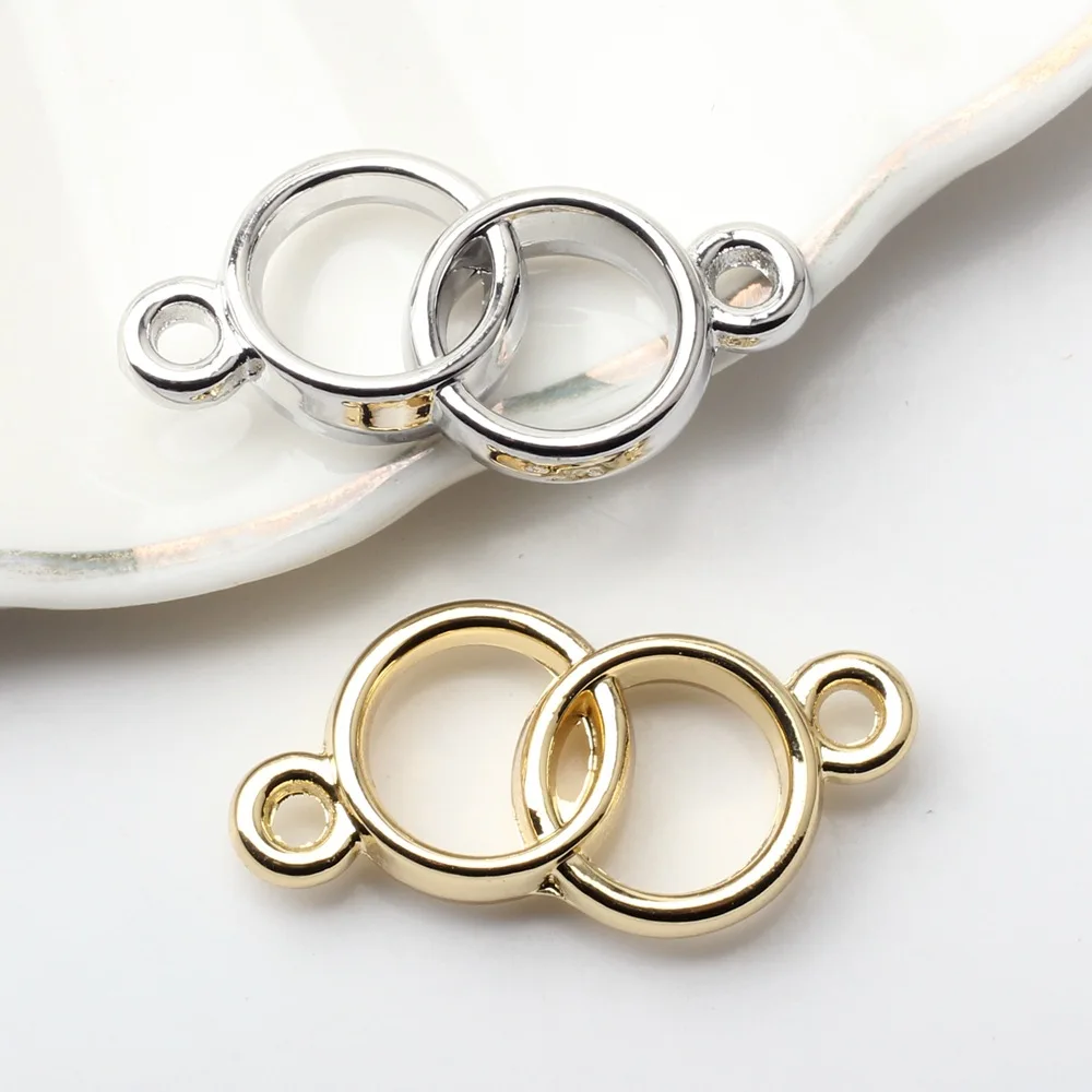 10pcs Alloy Double Hole Geometric Circle Hollow out Pendant Charm For Jewelry Connector Handmade DIY Bracelet Earrings Necklace