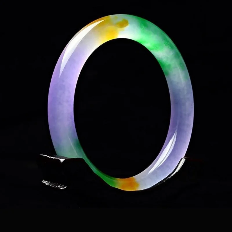 Wholesale Quartz Rock Jade Jade Colorful Jade Bracelet Women's round Bracelet Fu Lu Shou Color Bracelet Floating Olive Green Bra