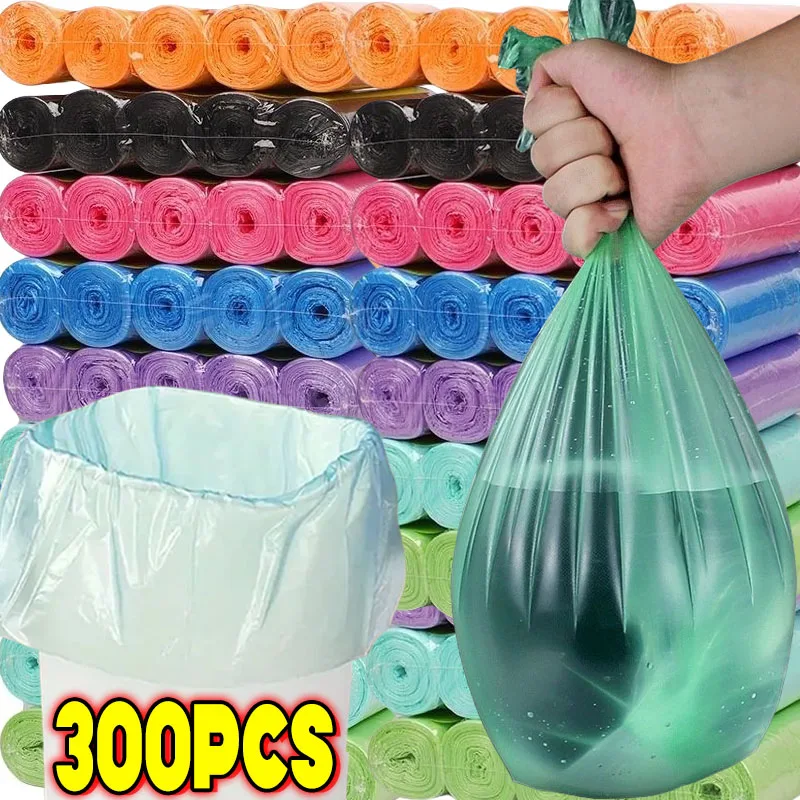 60/300Pcs Household Disposable Trash Pouch Kitchen Storage Garbage Bags Cleaning Waste Bag Container Plastic Bag