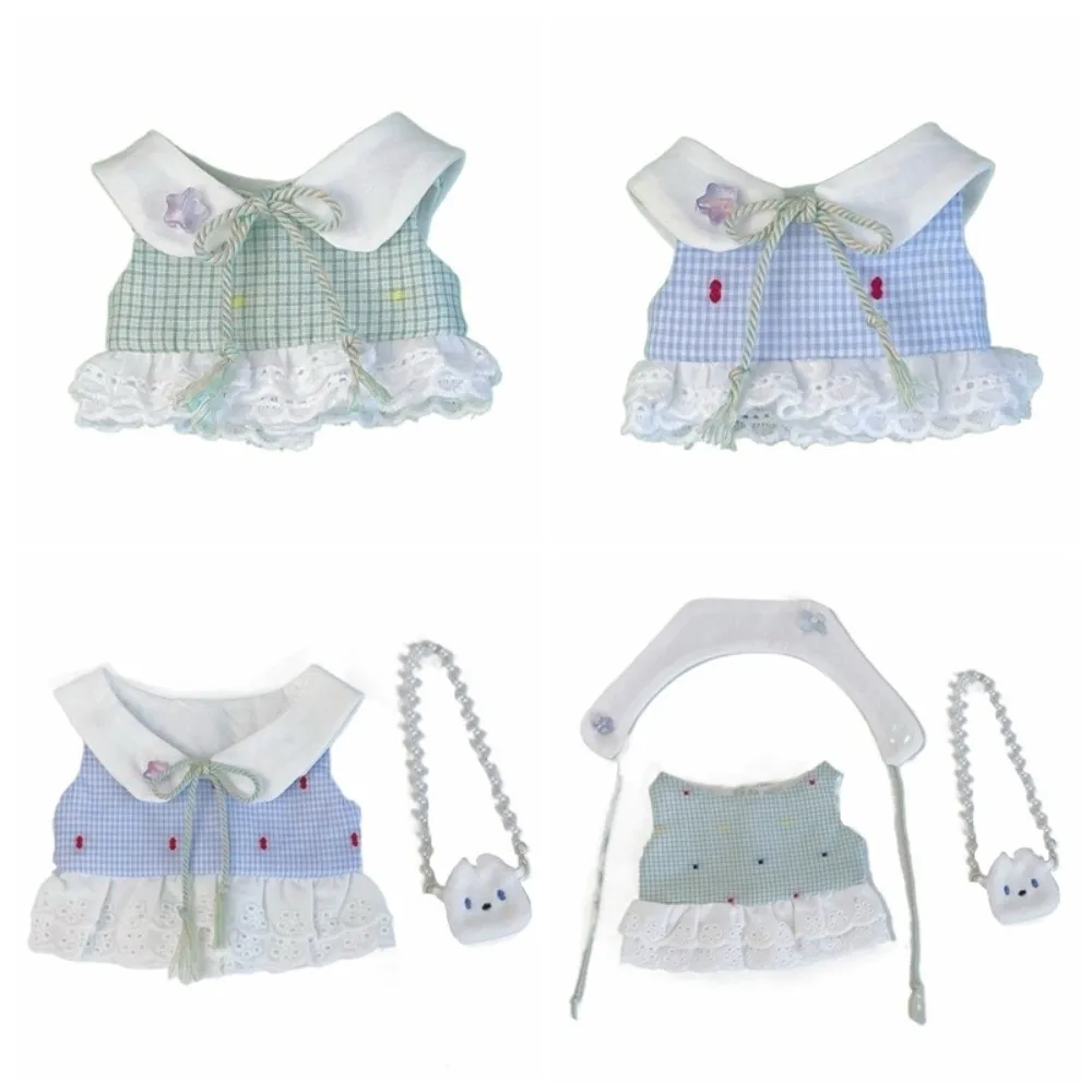 1 conjunto vestido de princesa 10/20cm roupas de boneca de algodão roupa saia xadrez 20cm roupas de boneca de algodão mini moda 10cm roupas de boneca