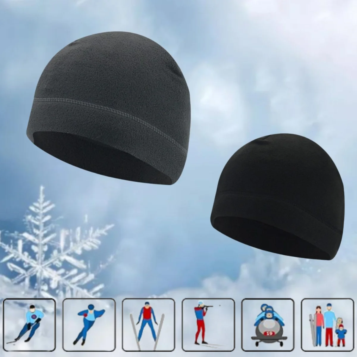 1PC Ciepła zimowa czapka z czaszkami Miękka polarowa czapka z grubym wiatroodpornym czapką Outdoor Beanie Cap Czapka narciarska odpowiednia dla mężczyzn i kobiet