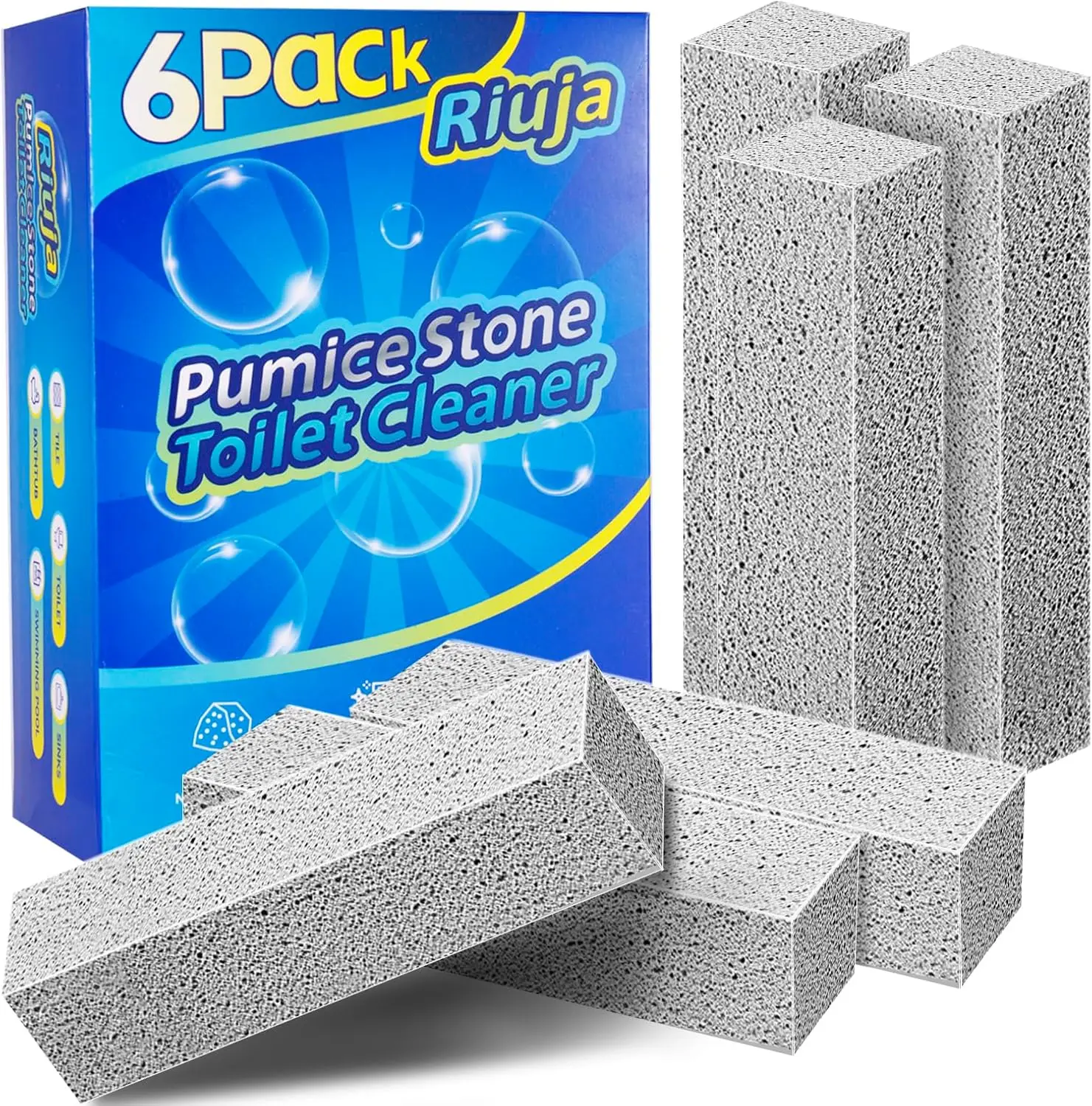 

6 Pack Pumice Stone Toilet Cleaner, Powerful Cleaning for Toilets, Bathtubs, Grills, Sinks