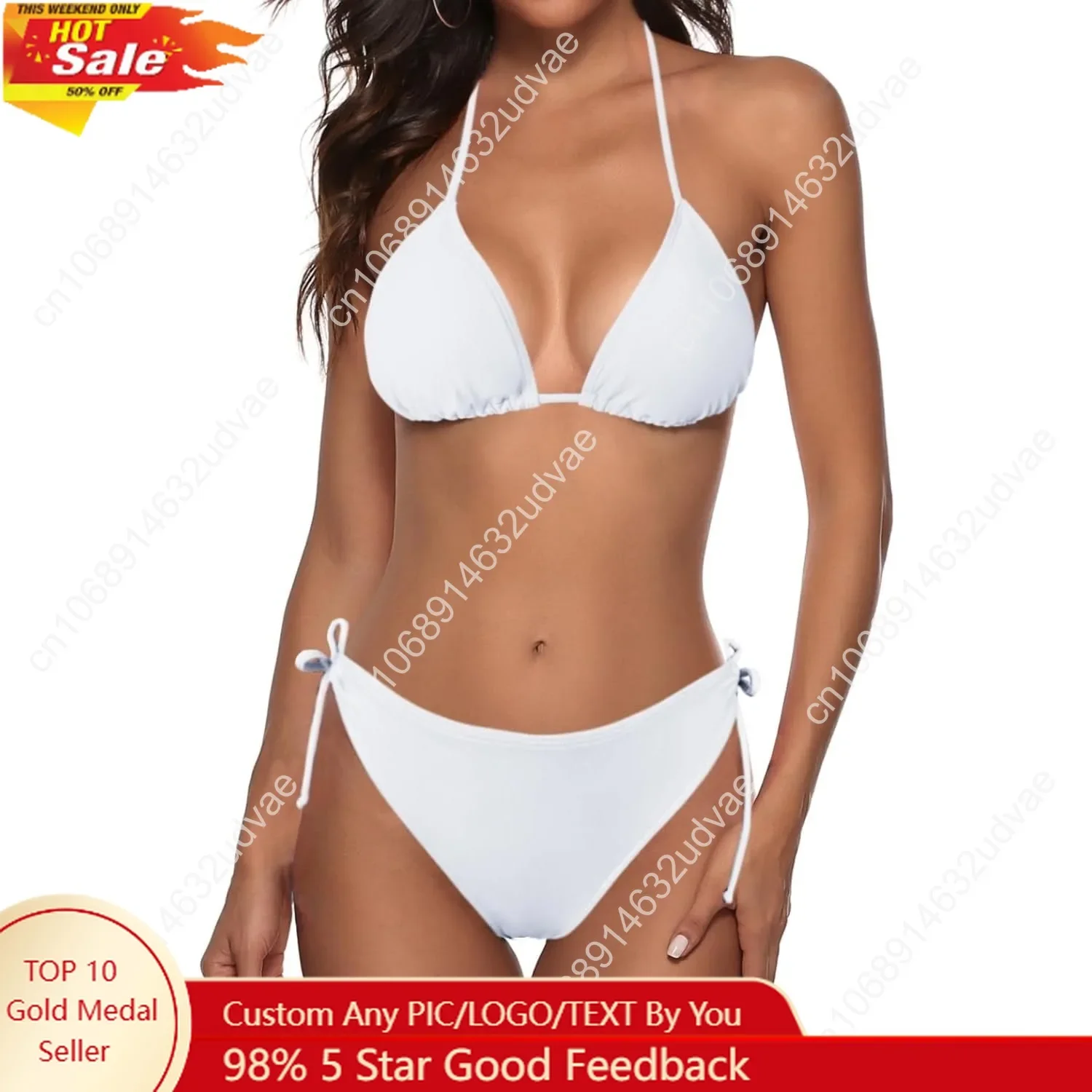 

Zonsaoja Women String Bikini Set Halter Side Tie Two Piece Swimsuit Triangle Bathing Suits