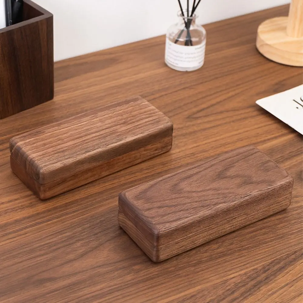 Retro Wood Glasses Case Large Capacity Flocking Inside Eyeglasses Protective Case Durable Magnetic Buckle Wood Eye Glass Holder