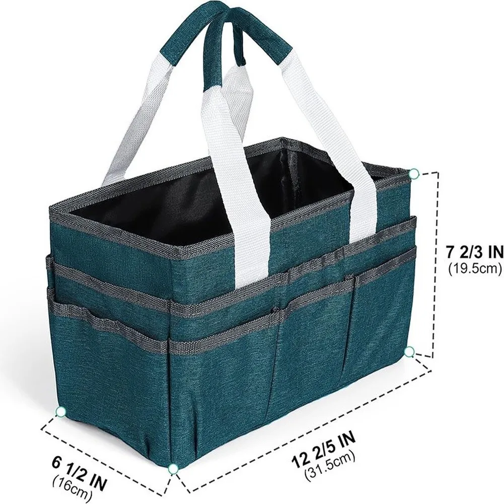 Craft Supply Storage Tote Bag Featuring 16 Pockets for Sewing Garden Art Supplies Organizer with Reinforced Bottom