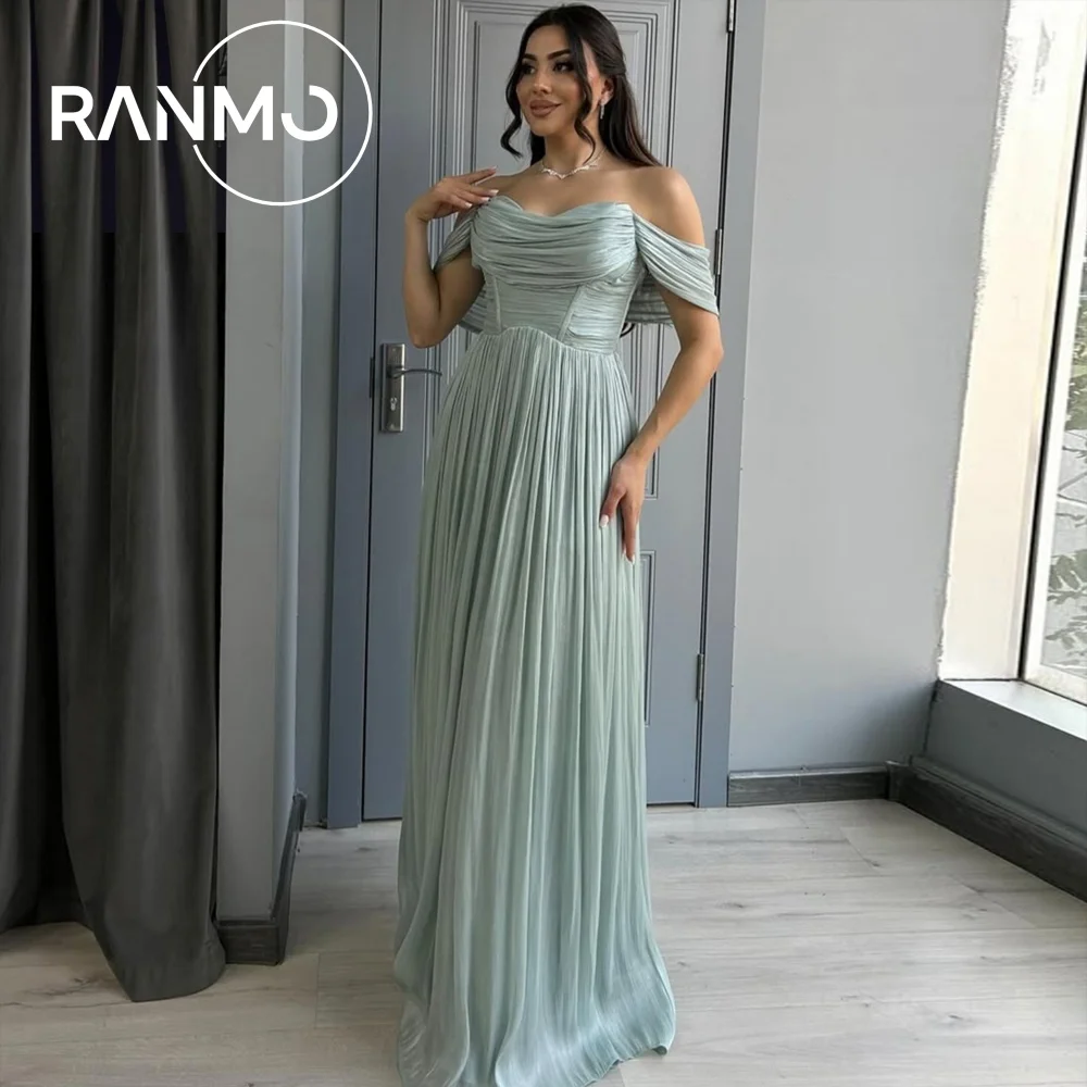 

Ranmo Элегантное платье для выпускного вечера трапециевидной формы со складками и воротником в форме сердца с открытыми плечами Элегантные вечерние платья без рукавов 2026