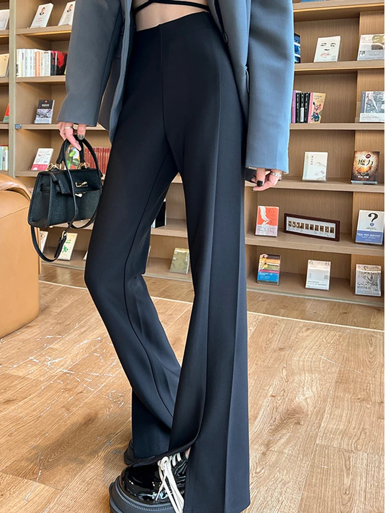 

Fashion Street Casual Woman Pants New High Waist Slim Women Pants Simple Basic Black Loose Straight Leg Pants Female Chicly