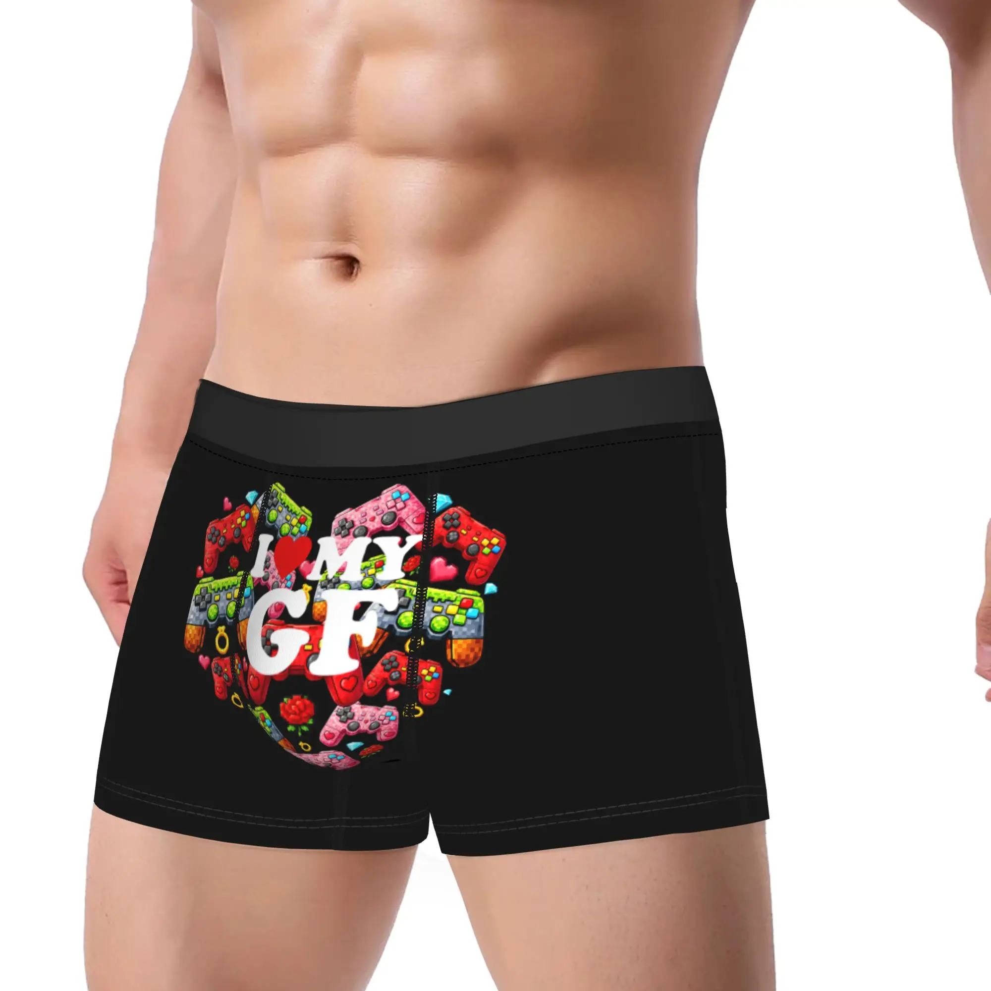 I Love My GF Girlfriend With Heart Underwear  Custom DIY Trunk Trenky Males Underpants Comfortable Boxer Brief Gift Idea