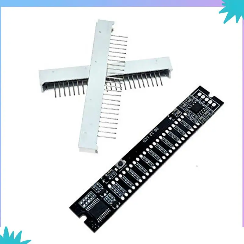 ABZW 2X 미니 듀얼 12 레벨 표시기 VU 미터 스테레오 증폭기 보드 AGC 모드, DIY 키트가있는 조정 가능한 광속 보드