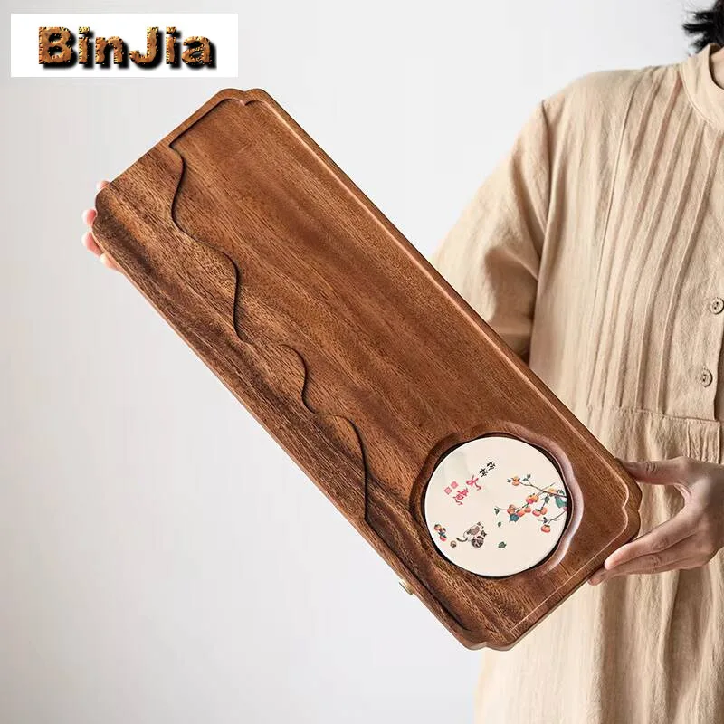 

Впитывающий сухой пузырьковый поднос из ореха дзен, бытовой прямоугольный чайный столик, набор кунг-фу, дренажный горшок из цельного дерева, держатель подшипника