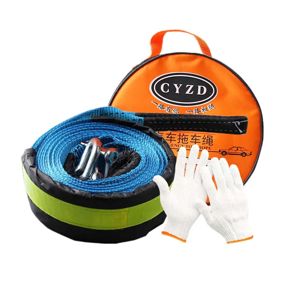 

Synthetic Trailer Rope 5m Polyester SUV Truck Sturdy Winch Off-road Fluorescent Safe Night Hooks Drag Towing Cable Vehicle