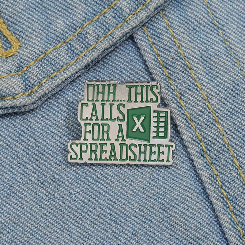 This Calls for a Excel Spreadsheet Enamel Pins Creative Metal Brooches Lapel Badge Accounting Clothes Backpack Pin Accessories