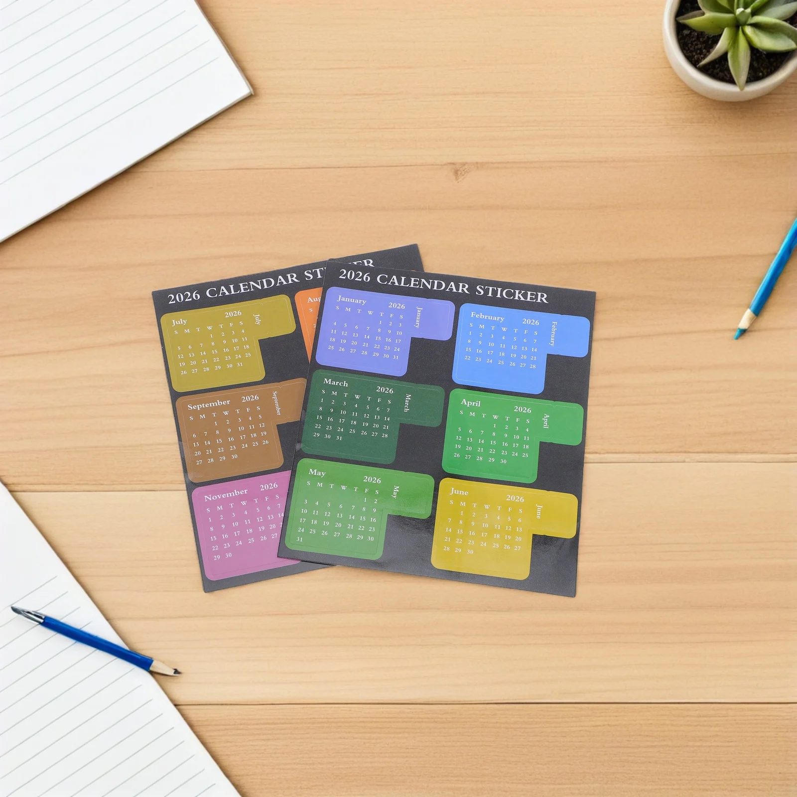 

6Pcs 2026 Monthly Calendar Stickers Adhesive Planner Index Tabs Notebook Schedule Decals for Event Tracking Month Planner Tabs