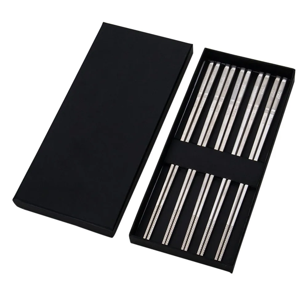 

Stainless Steel Chopsticks Non-slip Chopsitcks Set Black ChopStick For Dinner