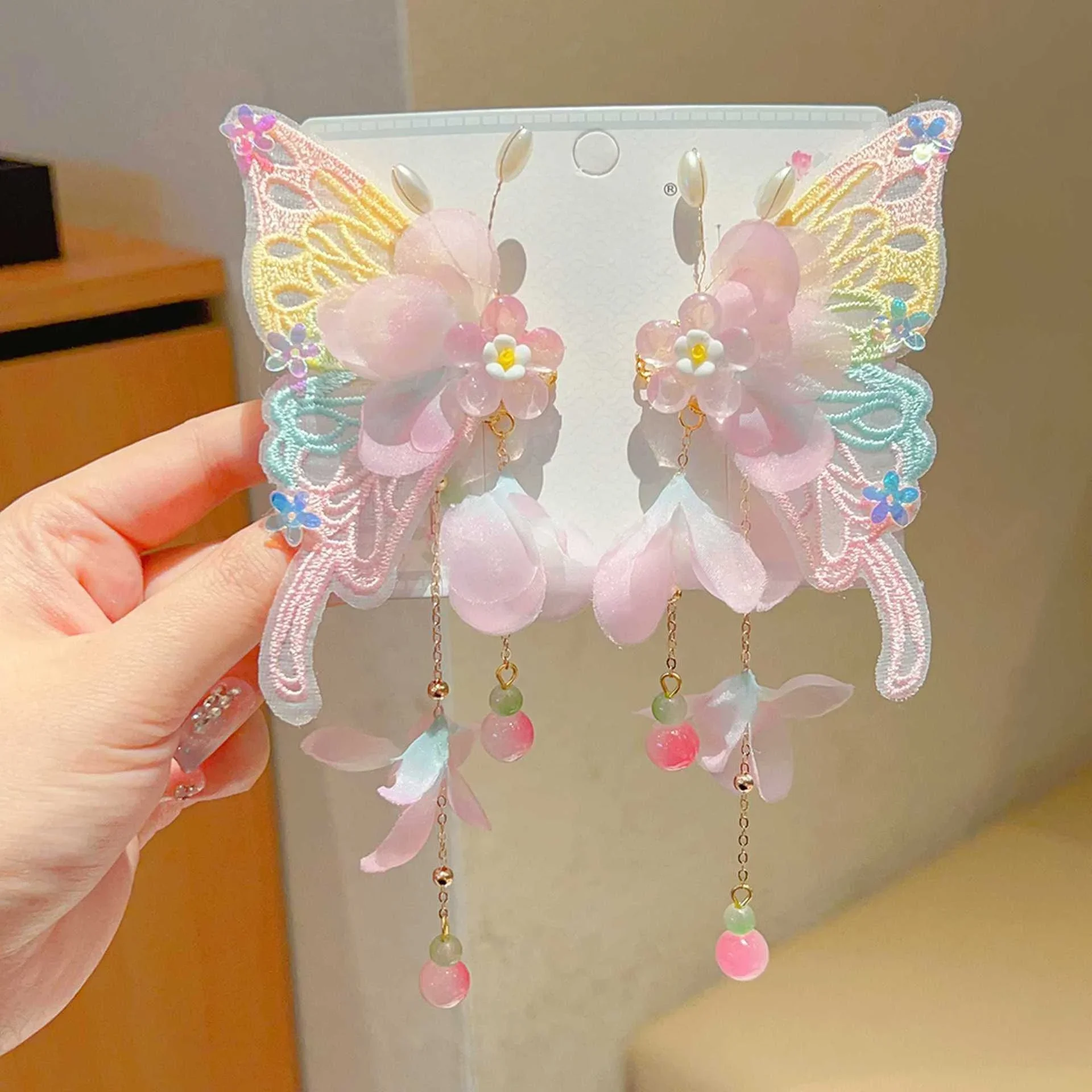 Hanfu-hoofddeksels voor kinderen Chinese stijl vlinder Super Fairy Oude stijl haaraccessoires Oud kostuum Kwastje haarclips