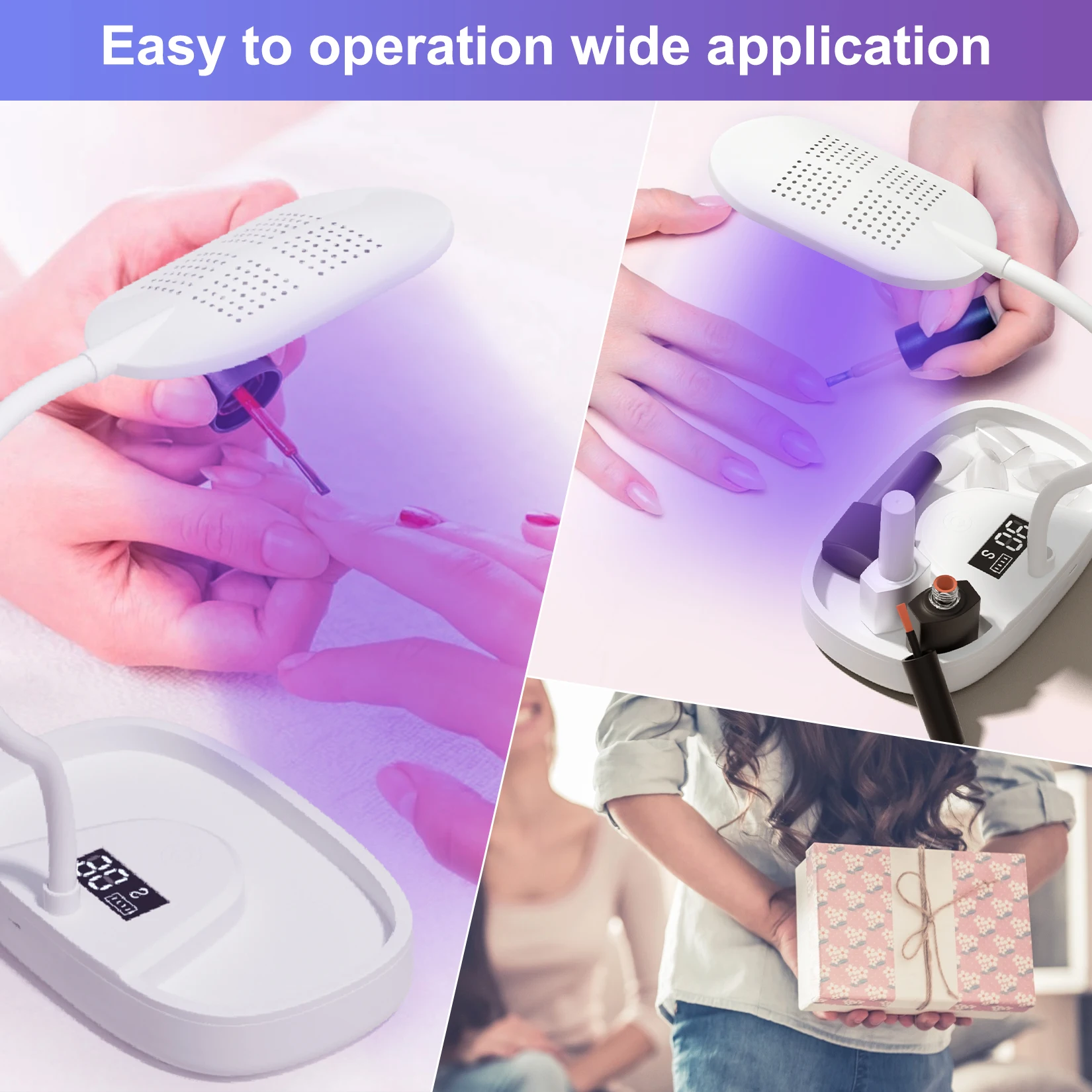 Lampa LED do paznokci 12W, przenośna, ładowalna, z giętką szyjką, szybkoschnąca lampa UV do żelu, do profesjonalnego salonu paznokci i domowego DIY.