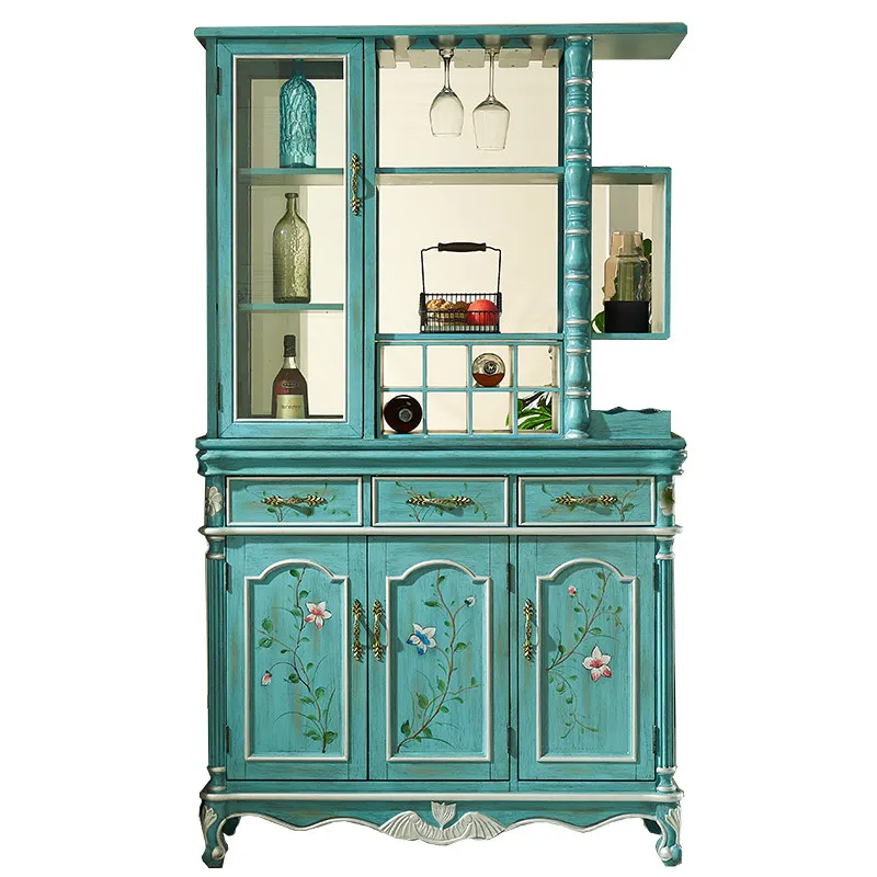 

American retro antique and delicate style double-sided cabinet partition cabinet dining side cabinet entrance