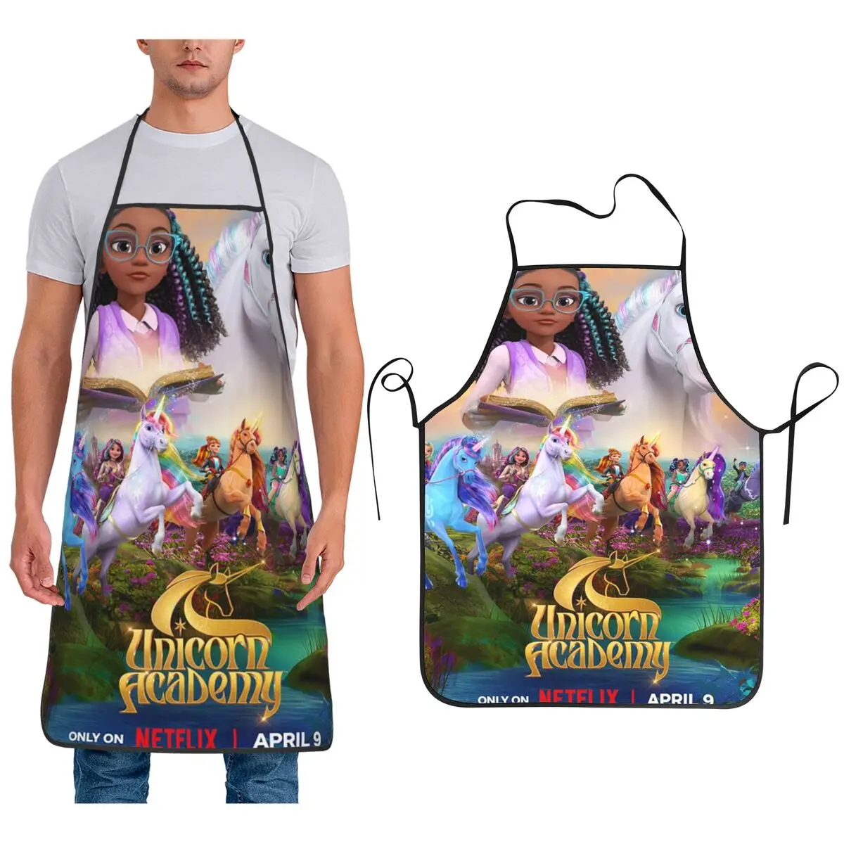 

Unicorn Academy Apron Chef Cooking Baking Tablier Waterproof Bib Kitchen Cleaning Pinafore for Women Men Painting