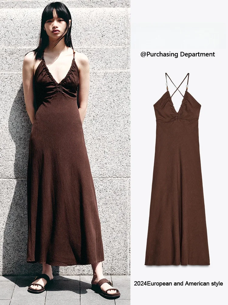 

Ele Summer New Arrival Women's Faionable Svel Midi Dr Beaded Cotton Linen Material High Waist Long Skirt