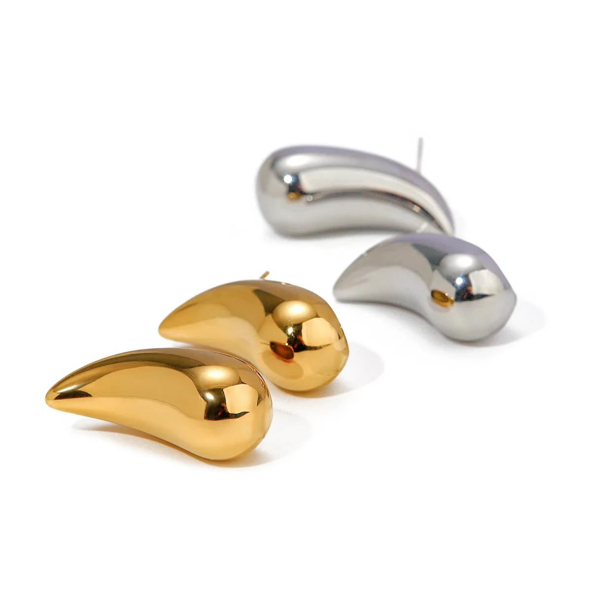 

Stainless Steel PVD 18K Gold Plated Tarnish Water Drop Stud Earrings For Woman Jewelry Wholesale Summer Trendy