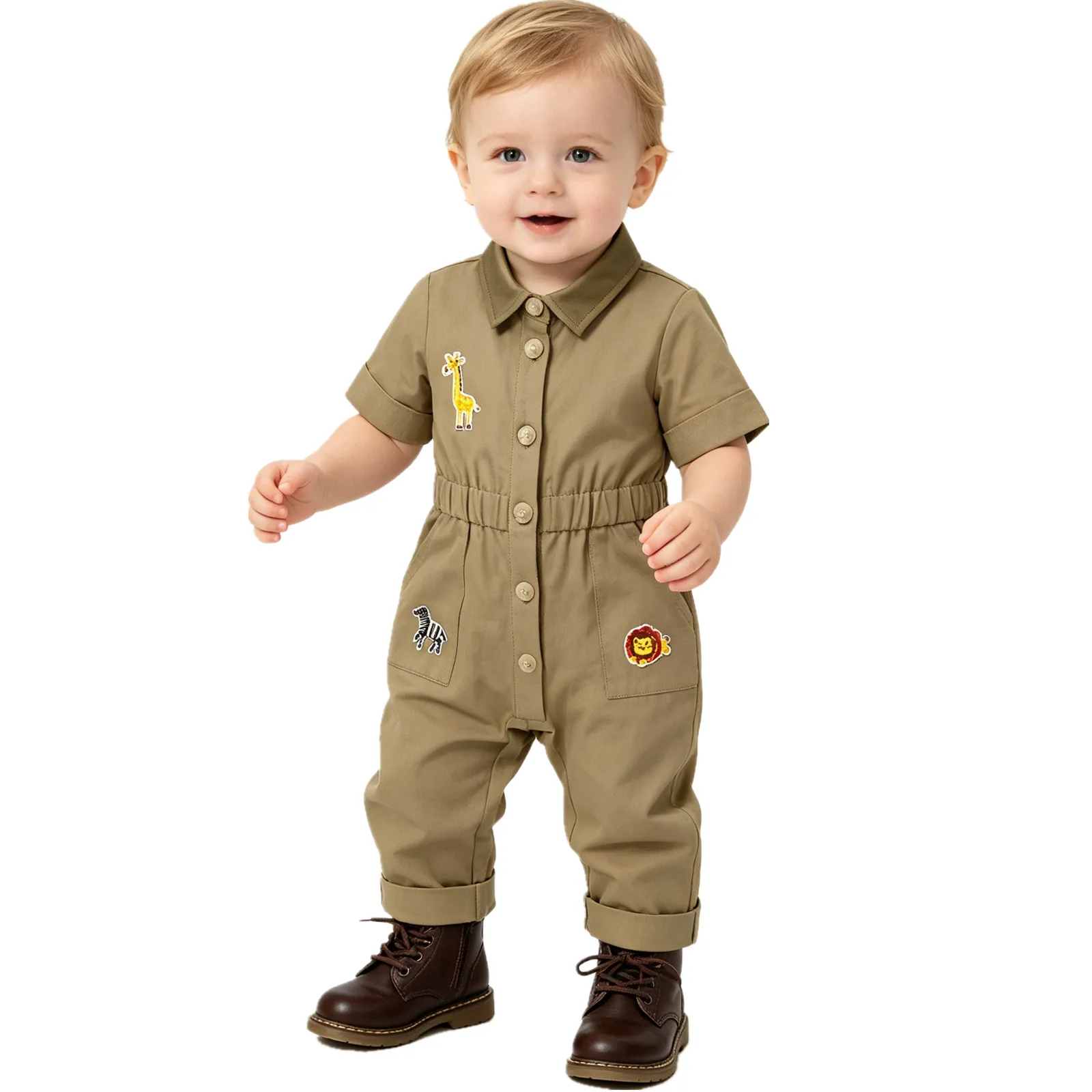 Unisex Baby Explorer Zookeeper Theme Costume Short Sleeve Cute Embroidery Jumpsuit /Dress for Birthday Photography Trip Daily