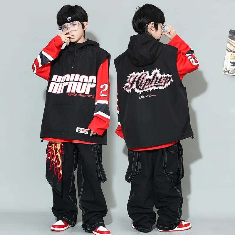 Korean Children Hip-hop Costumes, Boys Performance Costume, Skateboarding Rehearsal Costume, Cheerleading Suits
