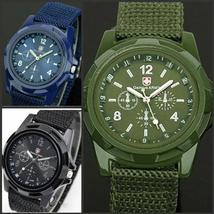 Hot Selling Men's Fashion Nylon Woven Strap Watch, Sea, Land, and Air Sports Watch Mens Watches Watches for Men