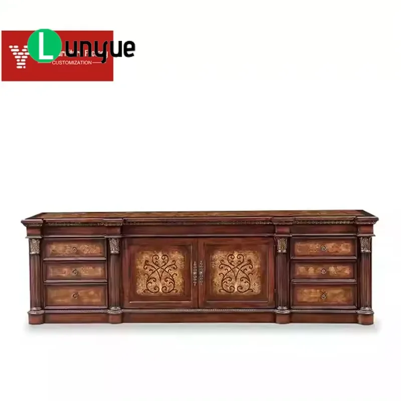 Luxury British Modern Style 65 Inch Adjustable Height Solid Wood Media Console TV Cabinet For Living Room Furniture