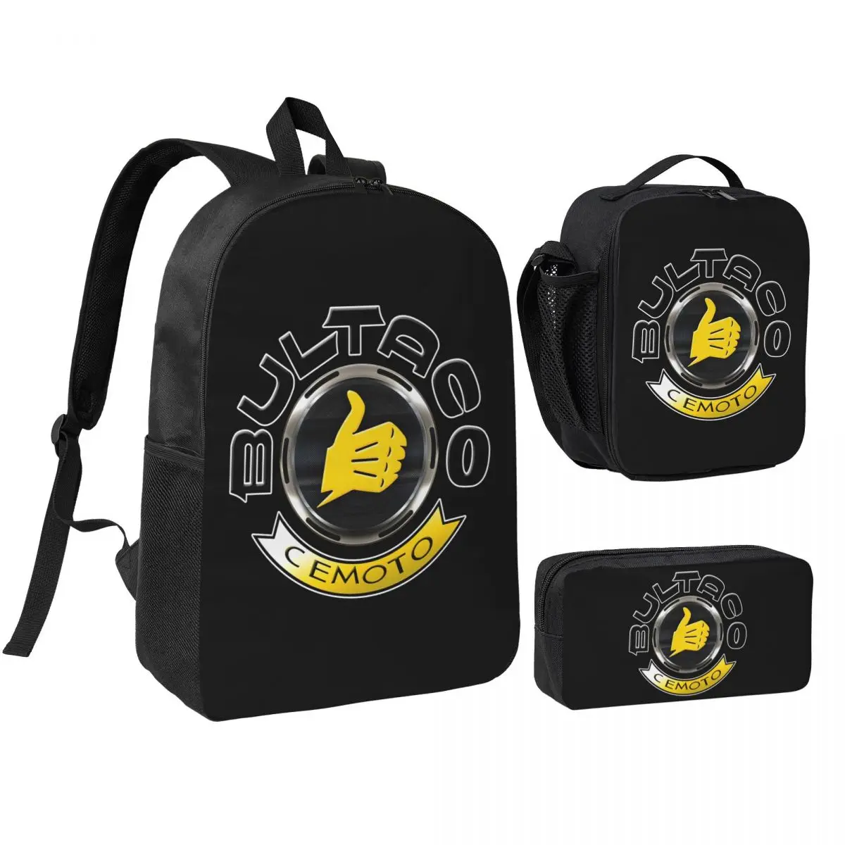 

Bultacos Alpina Motorcycles Backpack Boys Girls BookBag School Bag Shoulder Bags 3ps Insulated Lunch Bag Pencil Case