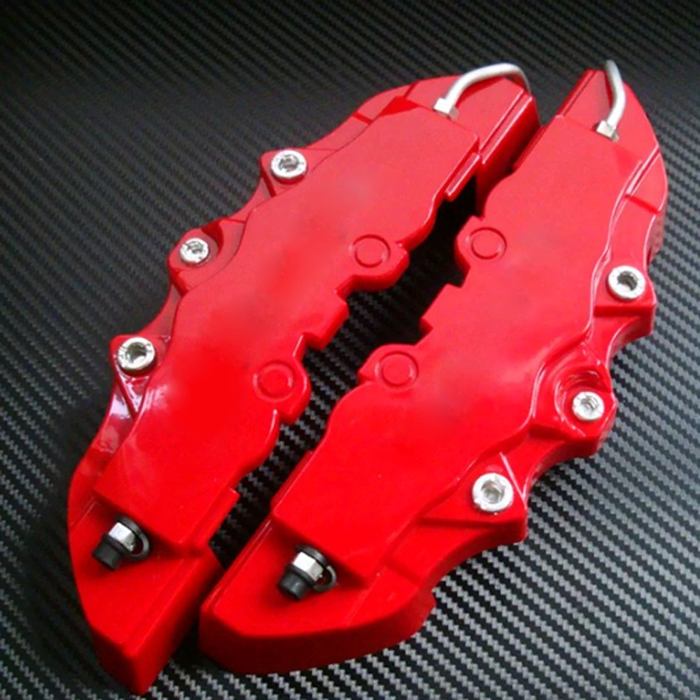 4Pcs/set Car Disc Brake Caliper Covers Front & Rear Kit 3D Red Plastic Car Caliper Cover Decoration Car Break Accessories System