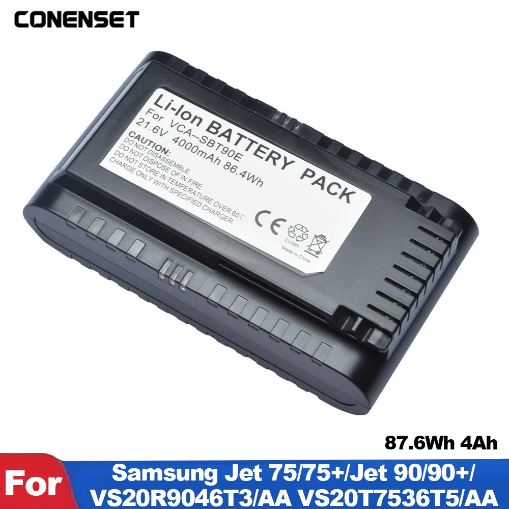 21,6 V 4000 mAh VCA-SBT90/XAA Ersatzakku für Samsung Jet 75 75+ 75Pet Jet90 90+ Akku-Staubsauger