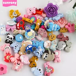 10Pcs Cartoon Animal Silicone Beads Horse Elephant Food Grade For Jewelry Making DIY Pacifier Chain Accessories Baby Toys