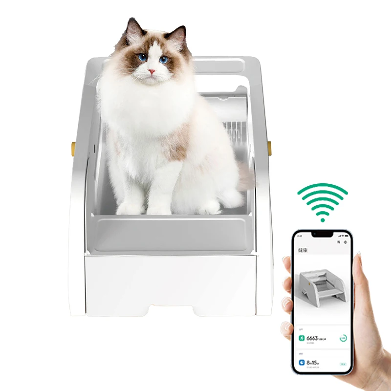 Automatic Open Cat Toilet With Wifi Intelligent Smart Self Cleaning Litter Box Large Voice Call App Control with Camera for Cats
