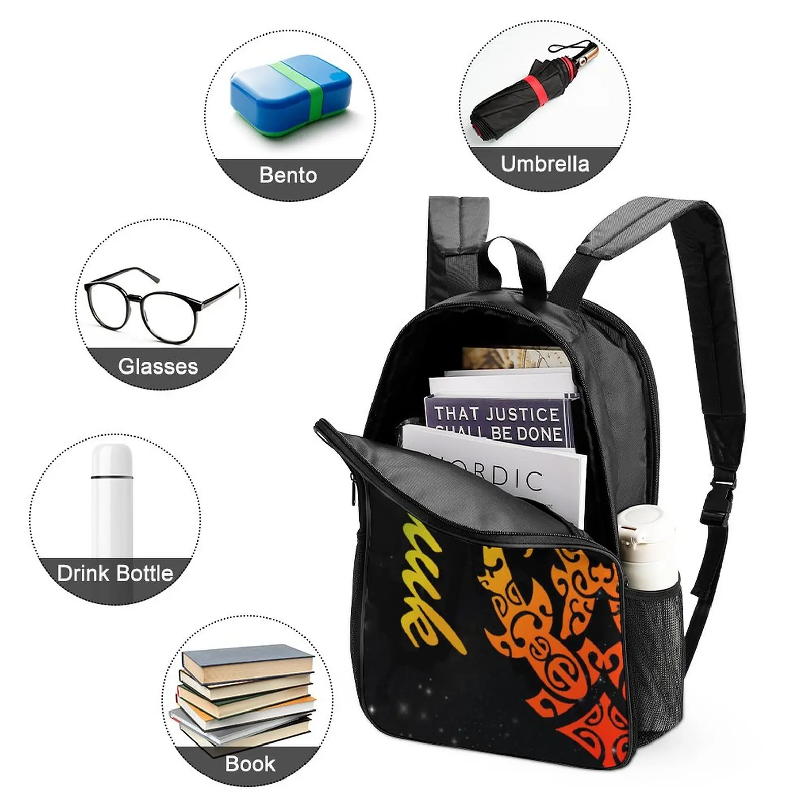 Polynesian Design Duplex Print Tribal Printing Custom Pattern Schoolbag Student Book Backpack School Bag Travel Computer Package