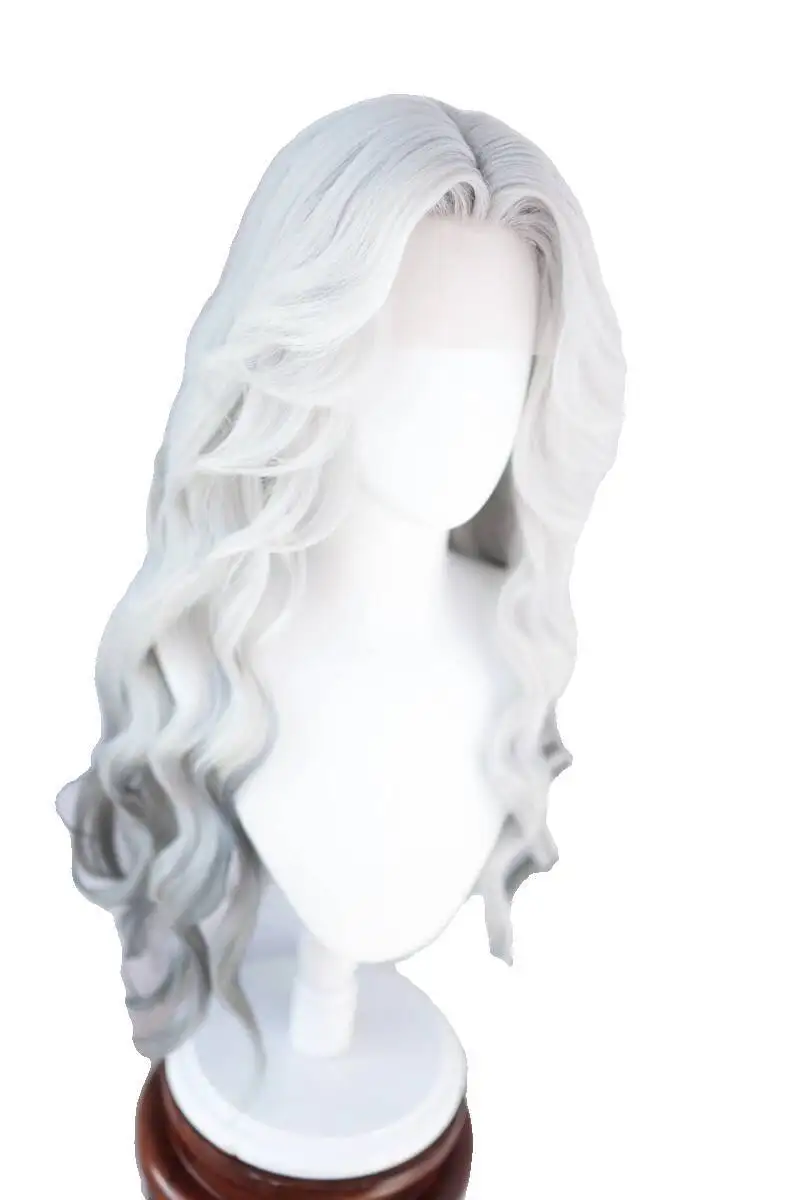 Identity V Psychologist Heat Resistant Cosplay Wig White Gradient Gray Long Curly Hair Survivor Psychologist Cosplay+wig Cap view 5