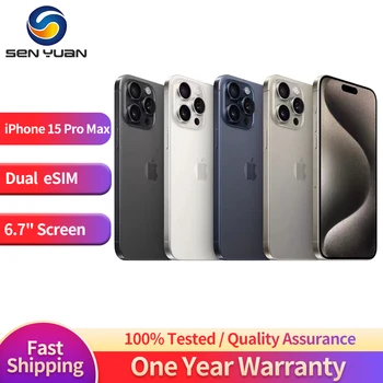 Iphone 15 pro max dual-sim telefone celular, 6,7 polegadas, po genuíno, super retina, xdr, oled, identificação do rosto, nfc, a17pro, 8gb, 256 gb, 512gb, 1 também