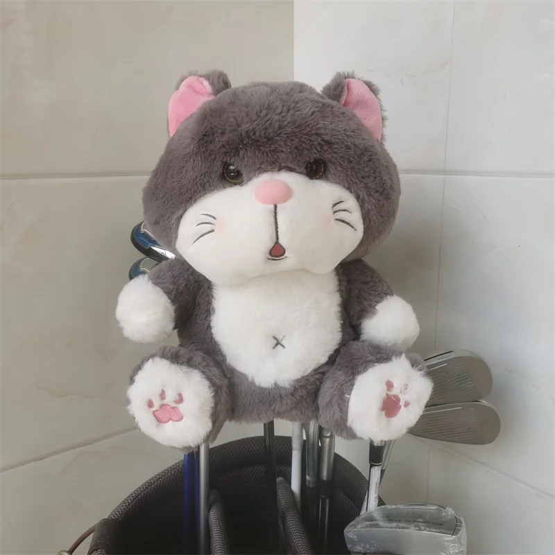 Plush Cat Golf Wood HeadCovers Golf Driver Fairway Woods Headcover Cute For Man Women