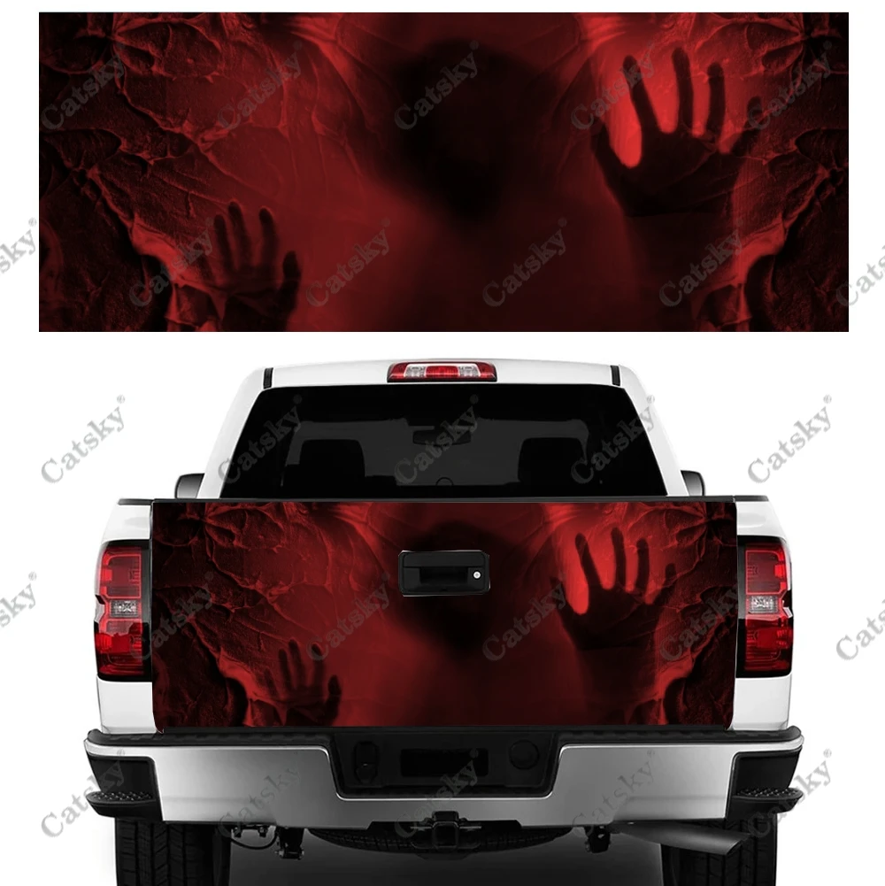 Skull Creepy Demons Truck Tailgate Wrap Professional Grade Material Universal Fit for Full Size Trucks Weatherproof