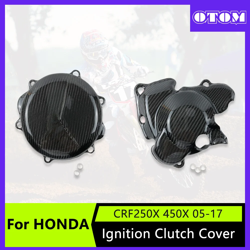 

Motorcycle Clutch Ignition Cover Carbon Fiber Engine Protector For HONDA CRF250X CRF450X 2005-2017 Dirt Bike Stator Clutch Cover