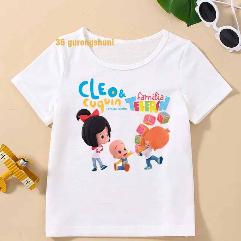 Anime cartoon birthday Graphic T Shirts Familia Telerin Boy T Shirt Boys Cleo Cuquin Kids Clothes Girls Shirts children T-shirts