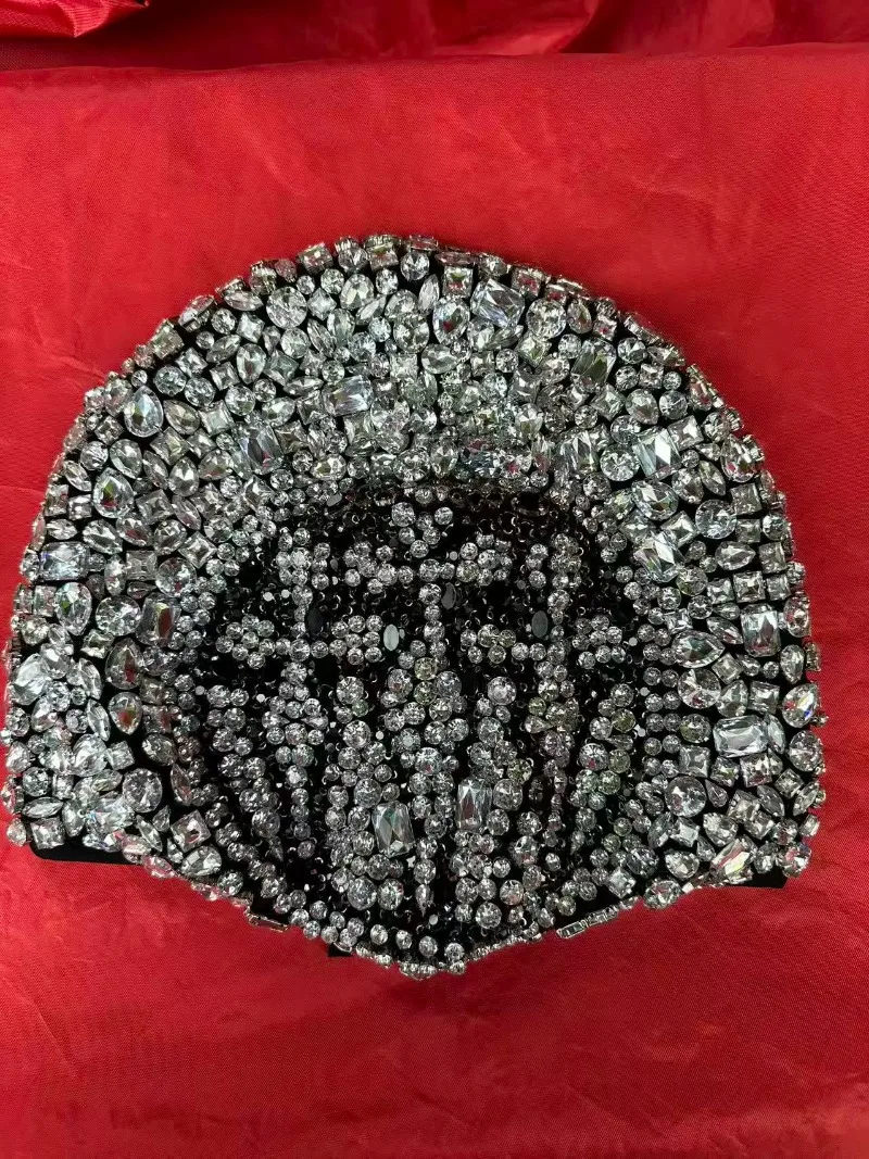 Handmade Rhinestones Mask Headgear for Dancer Performance Accessory Nightclub DJ Singer Stage Headwear Rave Accessories view 2