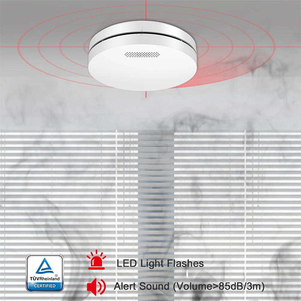 CPVAN-Detector de humo independiente, alarma contra incendios, sensor de humo para protección de seguridad del hogar, alarma de humo de seguridad contra incendios, sonido de 85dB