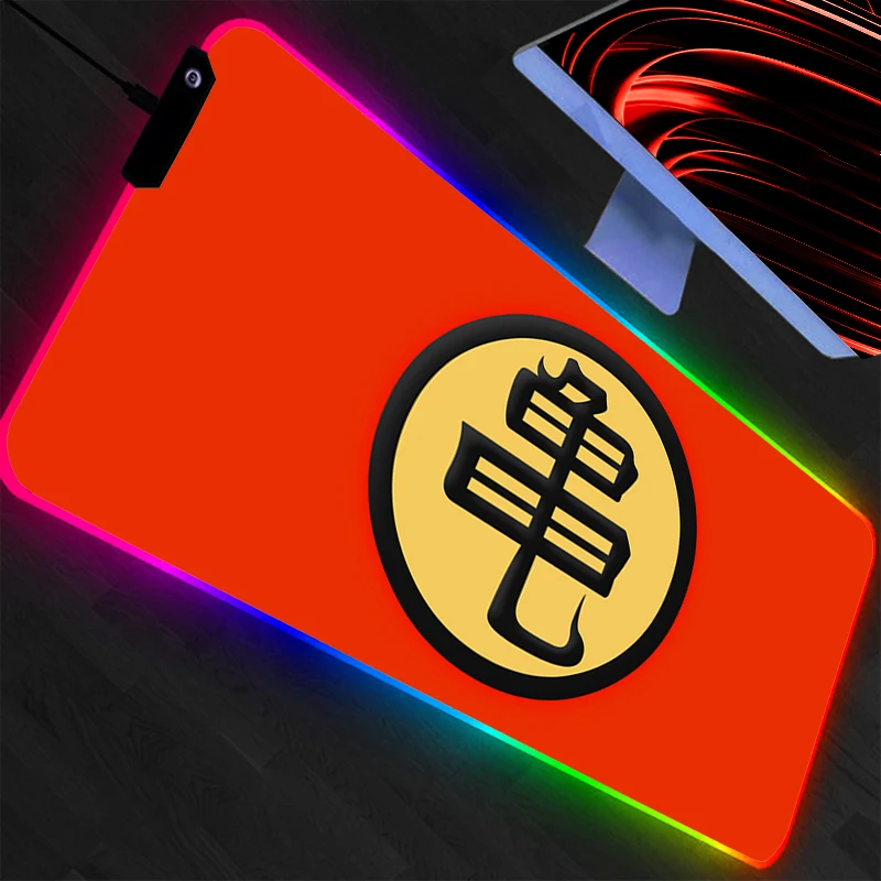 

Коврик для мыши Dragon Ball RGB, большой, с подсветкой, для геймеров, для ПК, компьютера, настольный коврик для клавиатуры, аксессуары для аниме-гейминга, светодиодный коврик для мыши, прочный