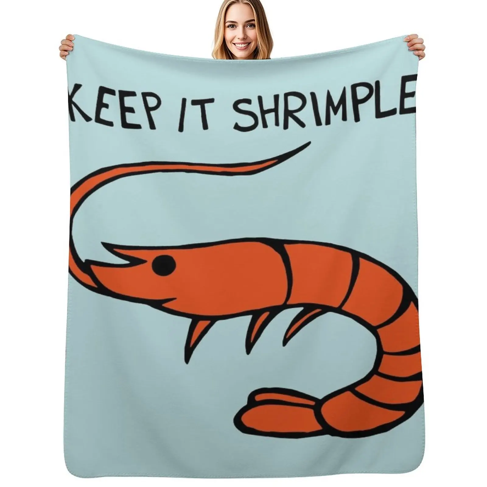 Keep It Shrimple / Simple Shrimp Throw Blanket Modern Design Soft Blanket for Home Decor